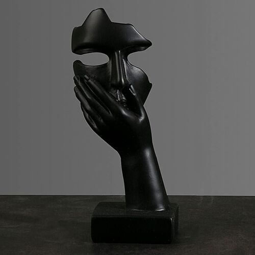 Masque, figurines décoratives, décoration de salon moderne, décoration de statue de personnage, décoration de bureau, sculpture abstraite en polyrésine, idée cadeau (noir)