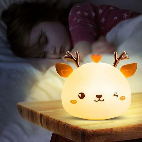 Cerf mignon One Fire, 7 couleurs changeantes pour enfants, veilleuse rechargeable 1800 mAh, veilleuse en silicone pour enfants, veilleuse LED pour bébé