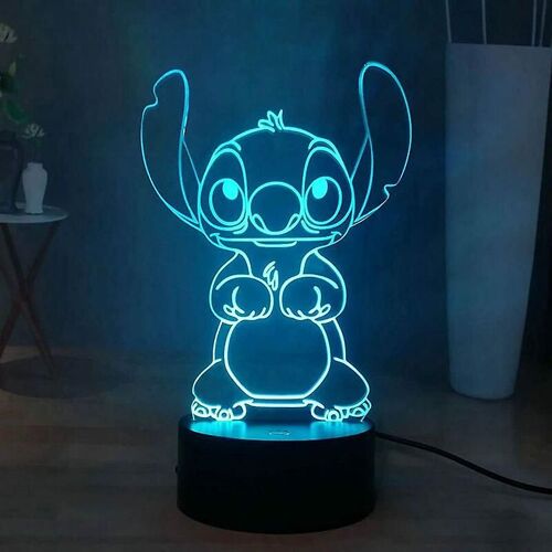 Lampe De Chevet Led 3d Stitch, Lampe De Chevet 3d 16 Couleurs, Veilleuse Décorative, Alimentée Par Usb, Télécommande Tactile, Pour Enfants - Mo