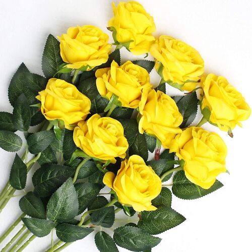 Lot de 10 roses artificielles en soie, fausses fleurs, pour bouquet de mariage, pour la maison, le jardin, une fête d'anniversaire, un mariage