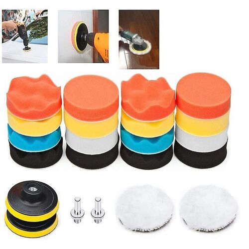 Éponge de polissage pour voiture, 22 pièces, avec kit adaptateur pour polissage de voiture de 3 pouces