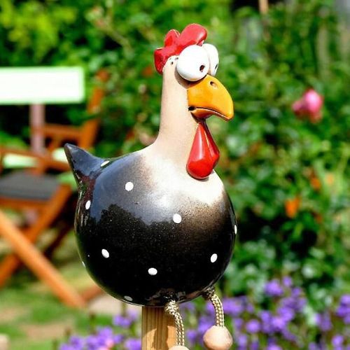 Statues De Jardin Décoratives En Forme De Poule, Décoration De Jardin Féerique D'extérieur, (1 Pièce) Noir 28 X 8,5 X 8,5 Cm