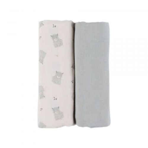 Lot 2 Langes 100x100cm Mousseline - Vert