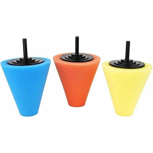 Lot de 3 cônes de polissage pour roues de voiture avec manche de 0,8