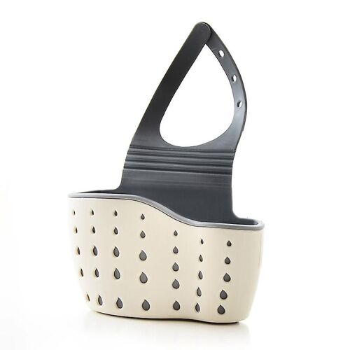 Lot de 2 porte-éponges pour évier de cuisine, étagère à savon, ventouse pour salle de bain, blanc cassé, 21 x 15 x 5 cm