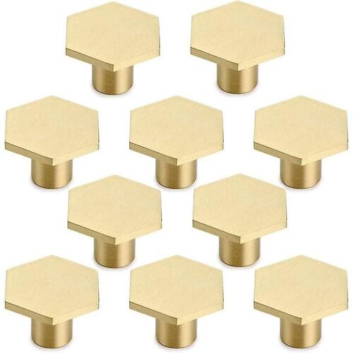 Lot de 10 boutons hexagonaux en laiton massif, poignée de porte de placard ronde en laiton avec vis, décoration pour porte d'armoire, poignée de meuble 30 x 21 mm, Versail