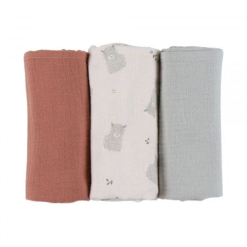 Lot De 3 Langes En Mousseline 70x70cm Fluffy, Orso & Lily