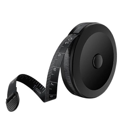 Mètre ruban rétractable double face pour couture, 150 cm/60 pouces, noir