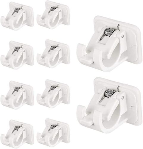 Lot de 10 supports de fixation pour tringle à rideau, crochets de fixation pour tringle à rideau, auto-adhésifs, pour salon, chambre, salle de bain