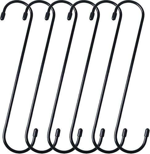 Lot de 6 crochets extra longs pour panier suspendu, 25 cm, noirs, très résistants, pour plantes