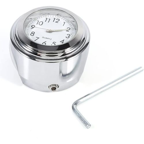 Montre de guidon de moto 7/8"1" avec cadran blanc et horloge précise