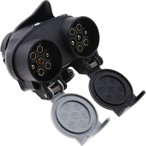 Adaptateur Convertisseur De Prise De Remorque 13 À 7 Broches 12n 12s Double Prise Ue Pour Voiture, Remorque, Camion, Barre De Remorquage 12 V Étanche Noir