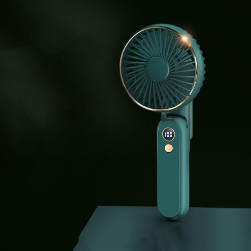 Mini ventilateur portable rechargeable par USB avec base de 2 500 mAh et 5 modes (vert), 145 x 93 x 69 mm