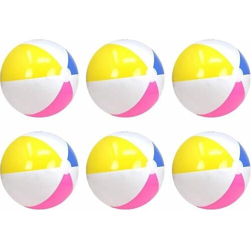 Lot de 6 ballons de plage gonflables - Hydrofuges - Pour la plage, la piscine et le lac - Jouet de bain - 35 cm (35 cm - 03 pièces)
