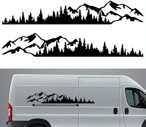 Autocollants Décoratifs En Vinyle Pour Voiture, 190 X 32 Cm, Motif Forêt De Montagne, Pour Camion, Fenêtre, Pare-Chocs, Porte, Kayak