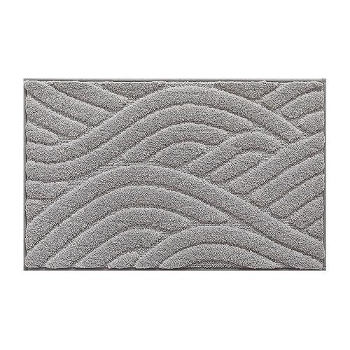 Lot de 2 tapis de bain absorbants en microfibre, tapis de douche moelleux et durable, gris et blanc, 40 x 60 cm