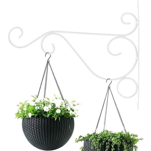 Crochet Mural Rétro En Fer Pour Plantes, Crochet Pour Fleurs, Pour Mangeoires, Jardinières, Lanternes, Carillons Éoliens, Panier Suspendu Non Inclus, 30 X 20 Cm (Blanc)