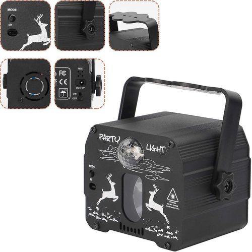 Projecteur laser à LED activé par le son, stroboscope RVB, avec télécommande
