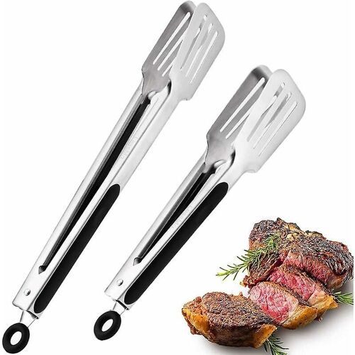 Pinces De Cuisine En Acier Inoxydable De Qualité Supérieure Avec Manche En Silicone Antidérapant, Lot De 2 (23 Et 30 Cm)