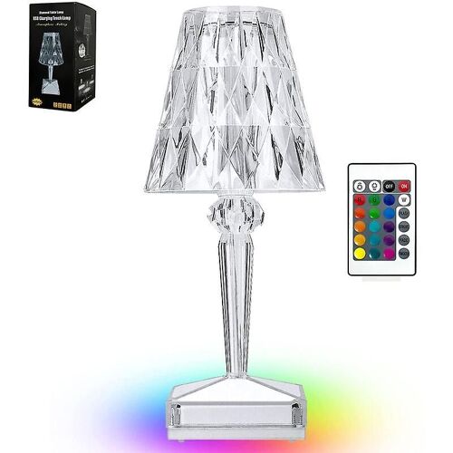 Lampe De Bureau Led En Cristal, Protection Oculaire Tactile, Lampe De Bureau En Acrylique Transparent Avec Chargement Usb Pour Bar, Chambre, Table, Chevet (Trois Couleurs Réglables)