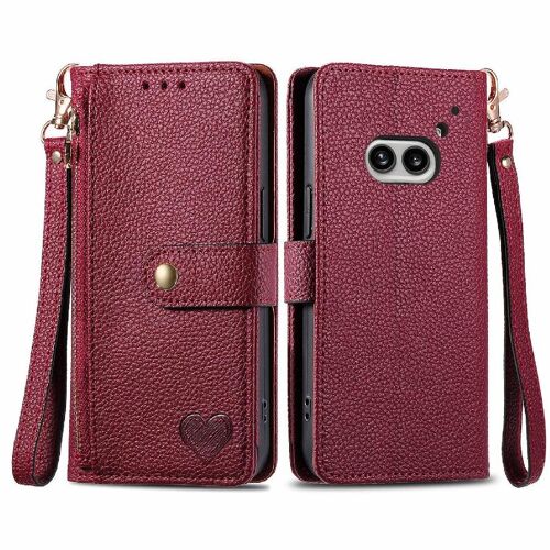 Flip Étui Pour Téléphone 2a Rien Portefeuille Antichoc Amour Fermeture Éclair Étui En Cuir - Rouge