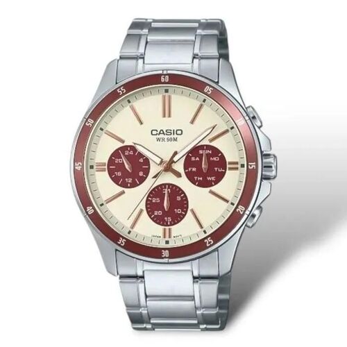 Casio Montre Analogique Pour Homme Bracelet En Métal Sportive À 6 Aiguilless Étanche-Mtp-1374d-5a2vdf