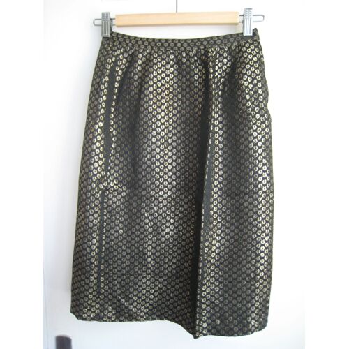 Jupe Vintage Doré Et Noir Lamée 32 34