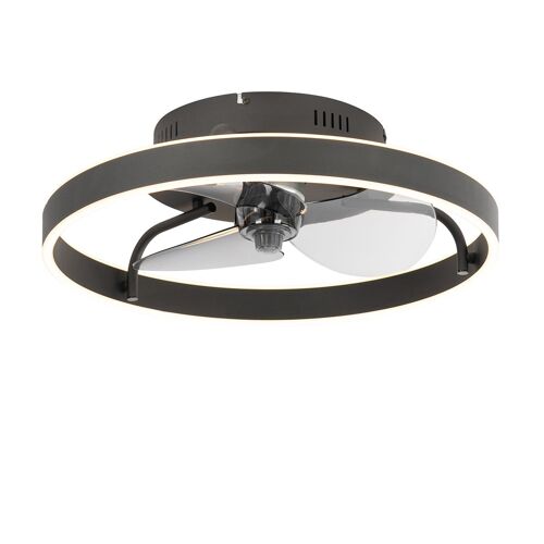 Qazqa Moderne Ventilateur De Plafond Noir Avec Led Avec Télécommande - Maddy Acier /Plastique Noir Rond / Luminaire / Lumiere / Éclairage / Intérieur Led (Non Remplaçable) Max. 1 X 40 Watt