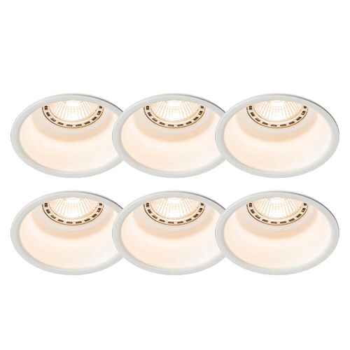 Qazqa Design /Moderne Set Van 6 Inbouwspots Wit Rond - Dept Aluminium Blanc Rond / Luminaire / Lumiere / Éclairage / Intérieur / Salon / Cuisine Gu10 Max. 1 X 50 Watt