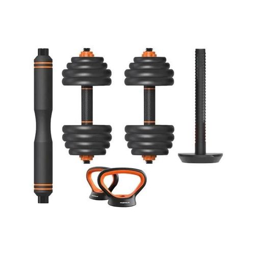 Kit Haltère + Barre + Kettlebell Xiaomi Fed 40 Kg - Black/Orange - Tu