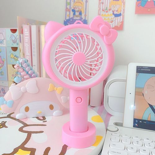 Ravissant ventilateur de dessin rose,Portable,avec batterie Rechargeable intégrée,lumières,Port USB,refroidissement de l'air pratique,Mini ventilateur - Type pink 1