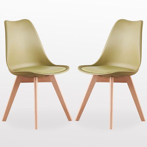 Lot De 2 Chaises Scandinaves Vertes Lorenzo - Assise Rembourrée - Salle À Manger, Cuisine, Chambre