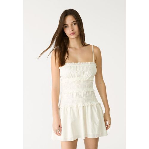 Stradivarius Robe Courte Bretelles Froncées Blanc Xl