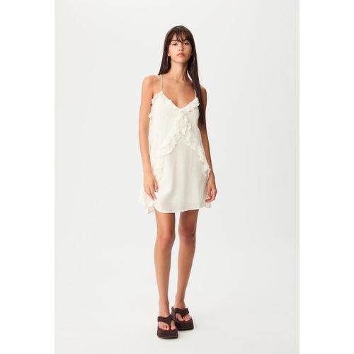 Stradivarius Robe Courte À Bretelles Et Volants Blanc S