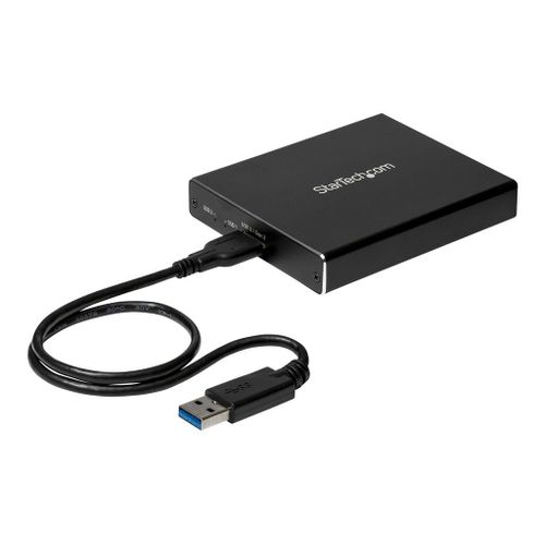 StarTech.com Boîtier USB 3.1 (10 Gb/s) dual slot pour SSD M.2 SATA avec RAID - Boîtier USB 3.1 2x SSD - USB-A et USB-C - Aluminium - Baie de stockage flash - 2 Baies - USB 3.1 (externe) - pour...