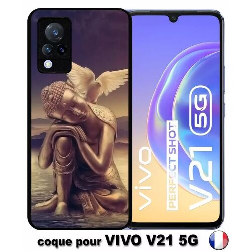 Coque pour vivo v21 4g/5g - buddha - silicone - noir