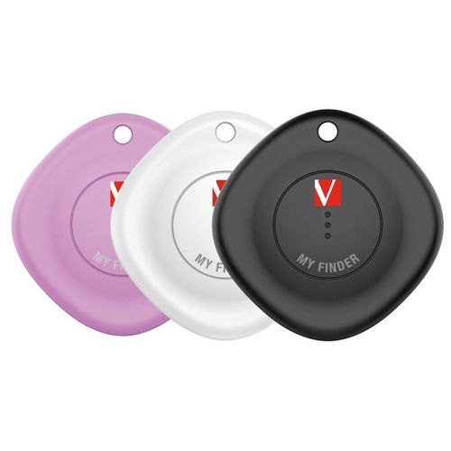 Verbatim My Finder - Balise Bluetooth Anti-Perte Pour Téléphone Portable, Tablette - Noir, Blanc, Violet (Pack De 3)