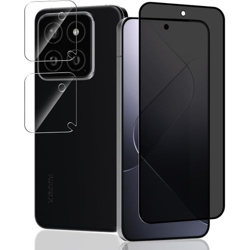 Cauc-1 Pièce Verre Trempé Anti Espion Pour Xiaomi 14 Protection D'écran + 2 Pièces Protecteur Caméra, Dureté 9h/Anti-Spy, Protège Écran Pour Xiaomi 14 - Privacy Vitre Trempé