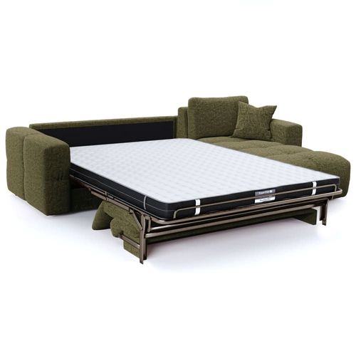 Canapé Angle Droit Convertible Express 5 Places Velours Texturé Brun