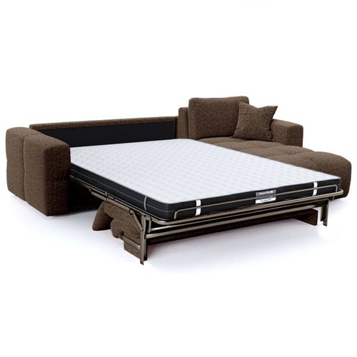 Canapé Angle Droit Convertible Express 5 Places Velours Texturé Vert