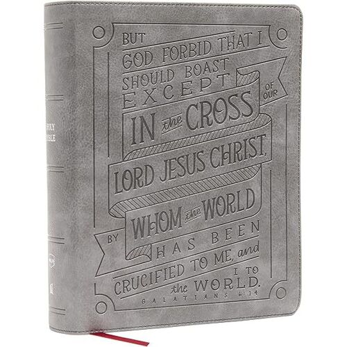 Nkjv, Journal Reference Edition Bible, Verse Art Cover Collection, Leathersoft, Gray, Red Letter, Comfort Print