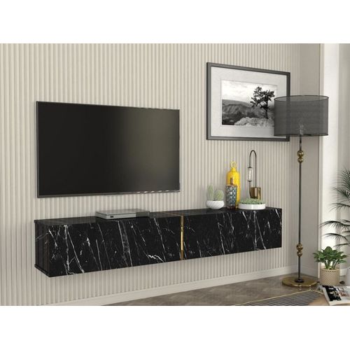 Meuble Tv Suspendu Effet Bois Noir