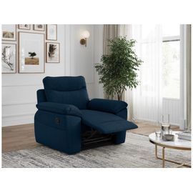 Fauteuil De Relaxation Manuel En Tissu Texturé 3d - Bleu Foncé