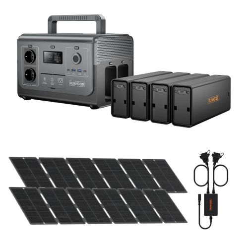 Kit Vidéaste RUNHOOD ¿ 1296 Wh + 1200 W Continu + 400 W Solaire ¿ Autonomie Tournage Pro