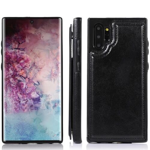 Portefeuille Étui Pour Samsung Galaxy Note 10 Plus Bicelle Fermoir Magnétique Double Fentes Pour Cartes Cuir Pu Avec Titulaire De La Carte - Noir