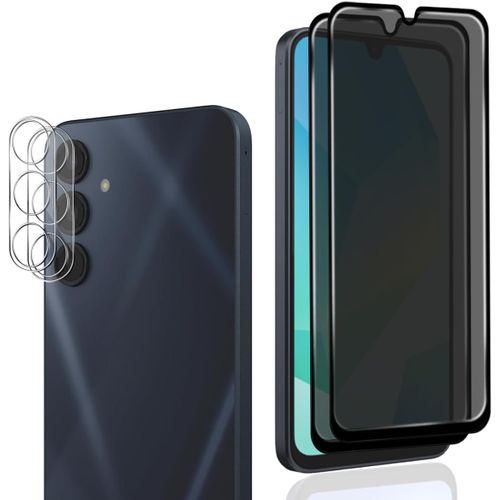Verre Trempé Anti Espion Pour Samsung Galaxy A16 5g, Galaxy A26 5g, 2 Pièces Privacy Film Et 2 Pièces Protecteur Caméra Arrière, Avec Kit D`Installation Facile, Anti-Spy Protection