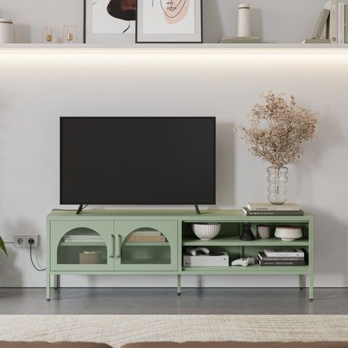 Meuble Tv 2 Portes En Métal L160cm - Vert Menthe