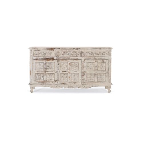 Buffet En Bois Manguier Blanc Craquelé