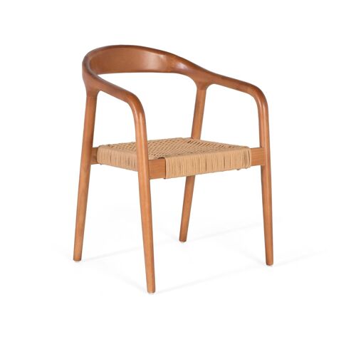 Ensemble de 2 chaises avec accoudoirs en bois d'hévéa