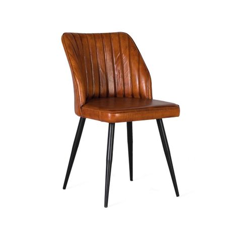 Chaise Recouverte De Cuir Marron Naturel